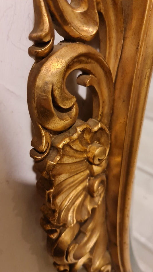 Oval Wall Mirror with Gilt Frame in the French Gilded Style