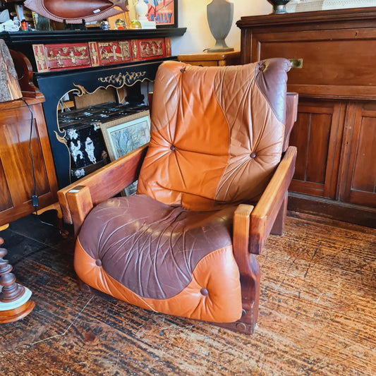 Couch and Chairs Leather 70’s Vintage Post and Rail Reduced
