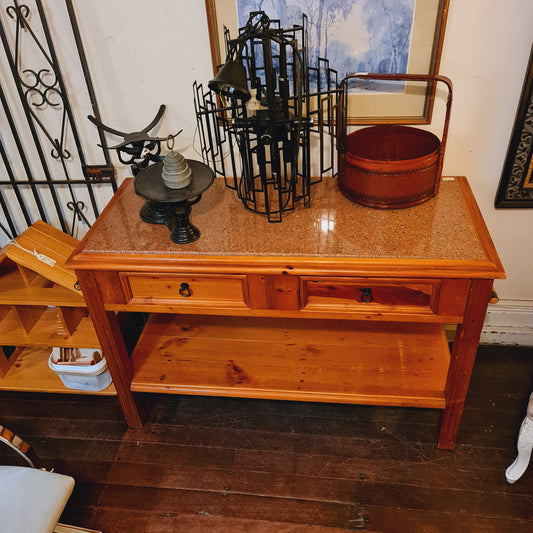 Marble Top Bar Bench Kitchen Food Prep