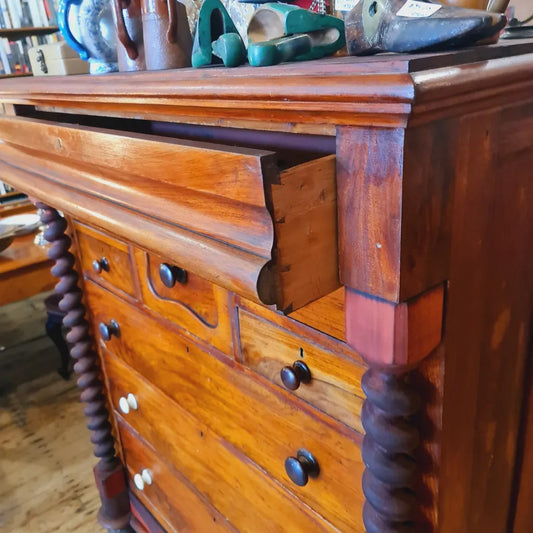 Antique Chest of Drawers with Barley Sugar Upright Columns