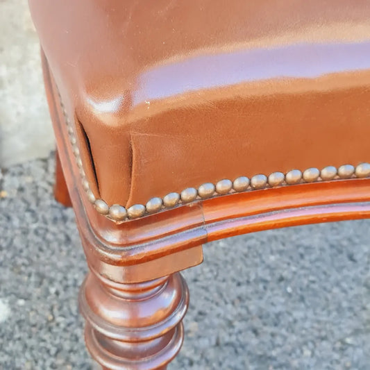 Balloon Back Chair| Reproduction with Leather Seat by Acorn Antiques