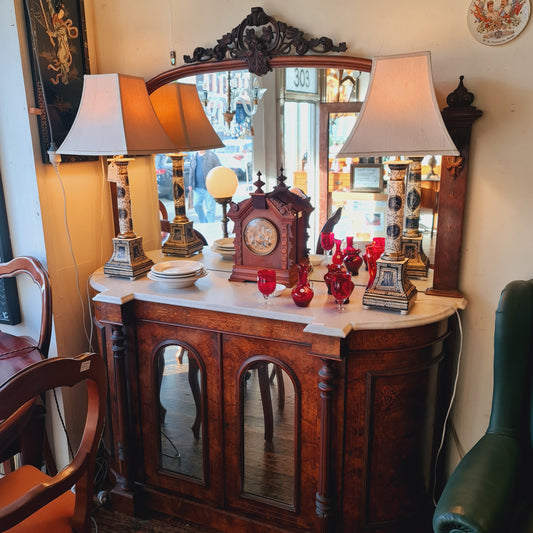 Chiffonier or Sideboard Antique Marble top and Mirror Doors