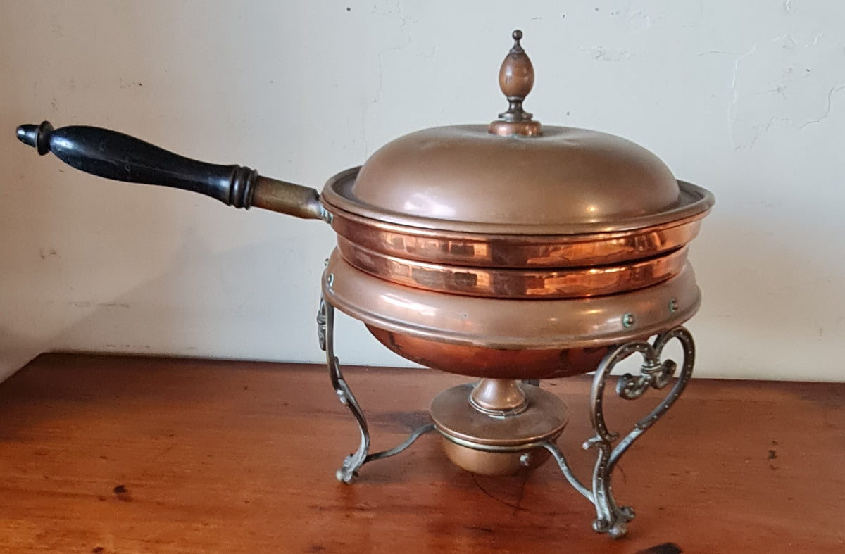 Copper Warming Pan with Tin Lining made in Germany with Stand and Burner