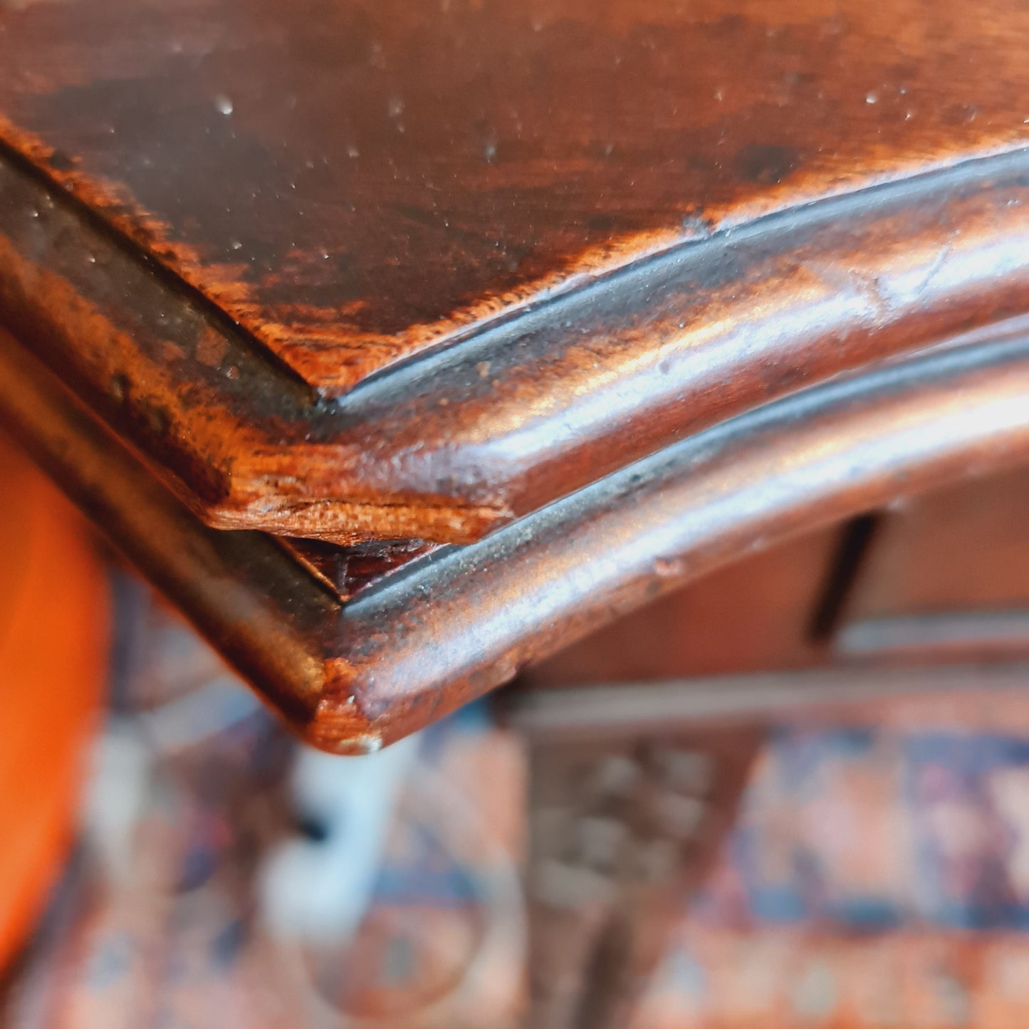 Antique Fold Over Card Table with Green Baize Top