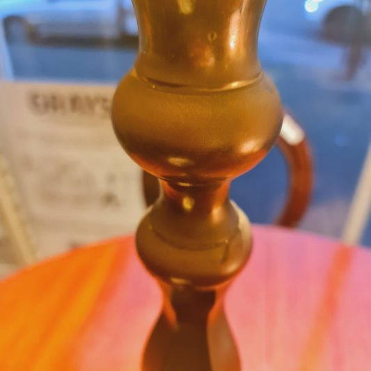 Vintage Tall Table lamp with Brass Base and Marbled Glass Shade