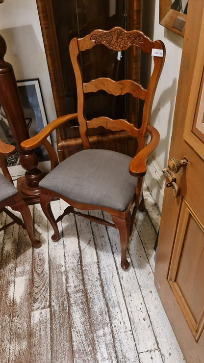 Pair of Antique Reproduction Armchairs with Wooden Frames