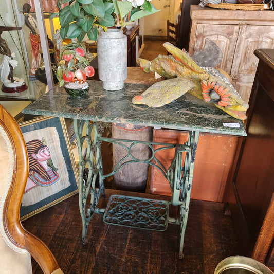Antique Sewing Macine Base with Marble Top for your Garden Kitchen or Conservatory