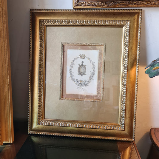 Print of Turtle in Gilt Frame Antique Style