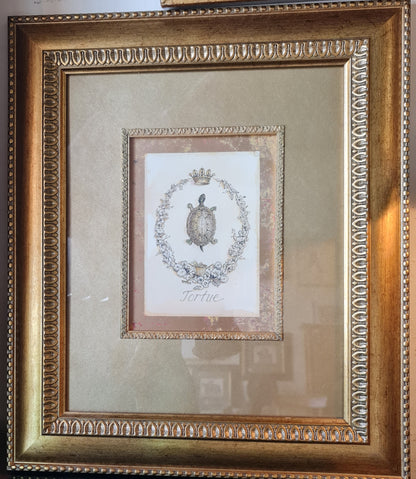 Print of Turtle in Gilt Frame Antique Style