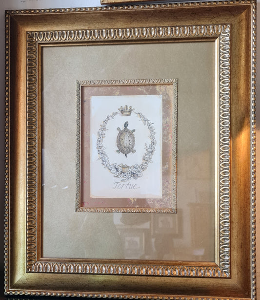 Print of Turtle in Gilt Frame Antique Style