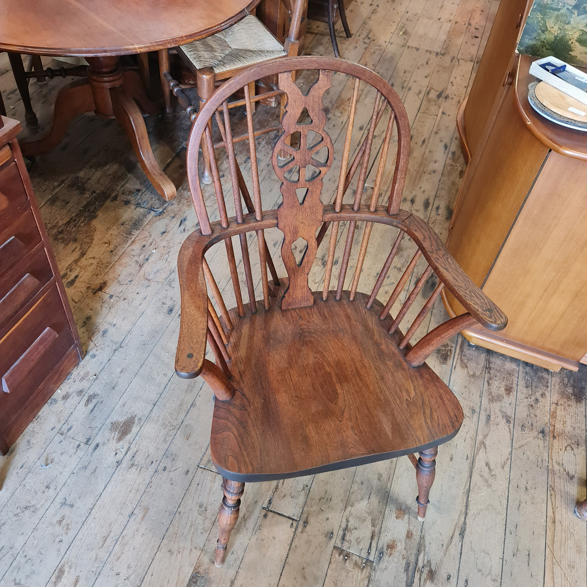 Chair Colonial Antique Windsor Back Arms Armchair