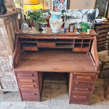 Vintage Roll Top Desk in the style of Cutler