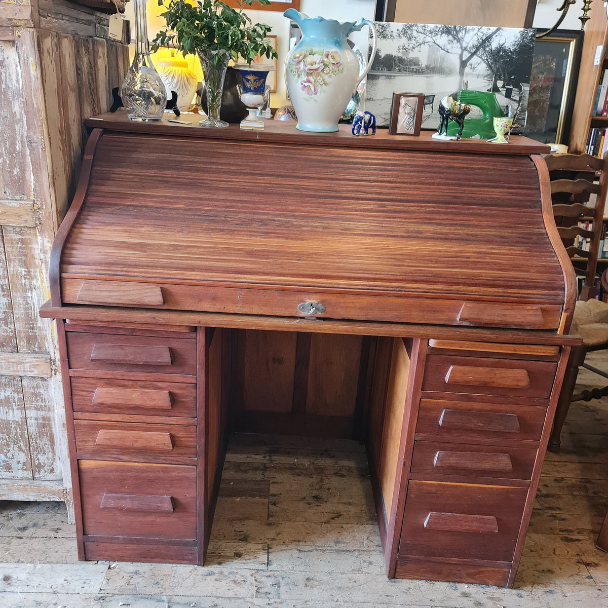 Vintage Roll Top Desk in the style of Cutler