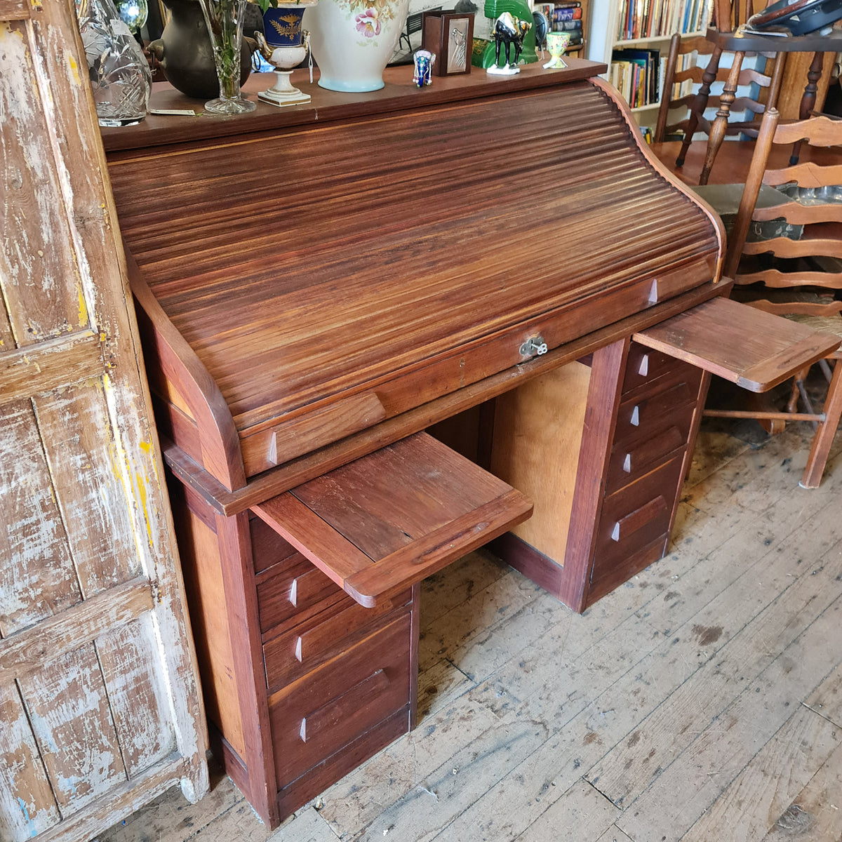 Vintage Roll Top Desk in the style of Cutler