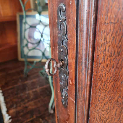 French Jam or Pantry Cabinet Antique Oak Linen