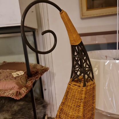 Woven Cane Standard Lamp with Tapered Mr Curly Top