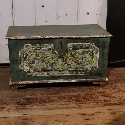 Painted Trunk Antique with Candle Drawer Small