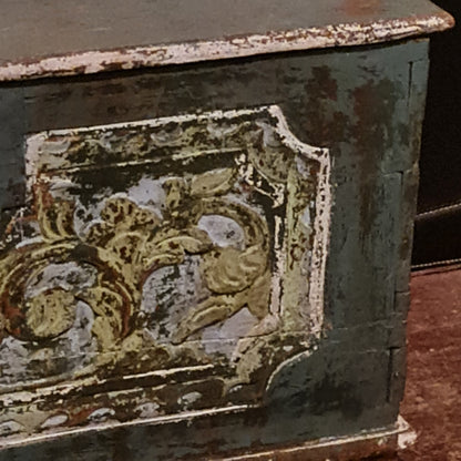 Painted Trunk Antique with Candle Drawer Small