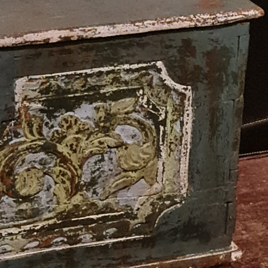 Painted Trunk Antique with Candle Drawer Small