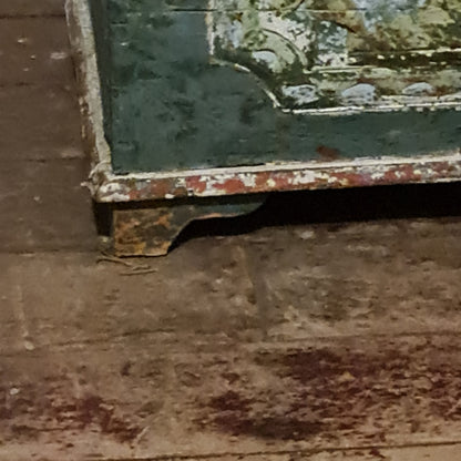 Painted Trunk Antique with Candle Drawer Small