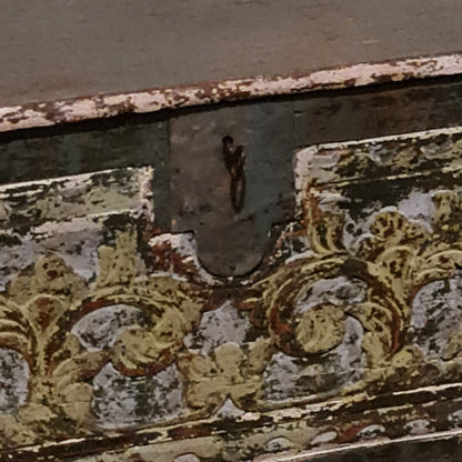 Painted Trunk Antique with Candle Drawer Small