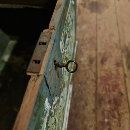 Painted Trunk Antique with Candle Drawer Small