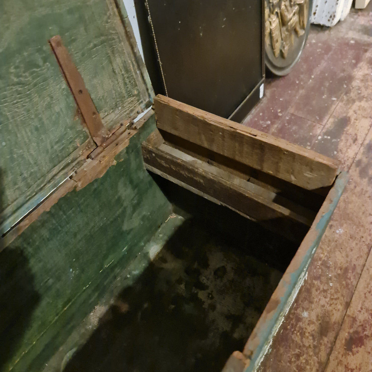 Painted Trunk Antique with Candle Drawer Small