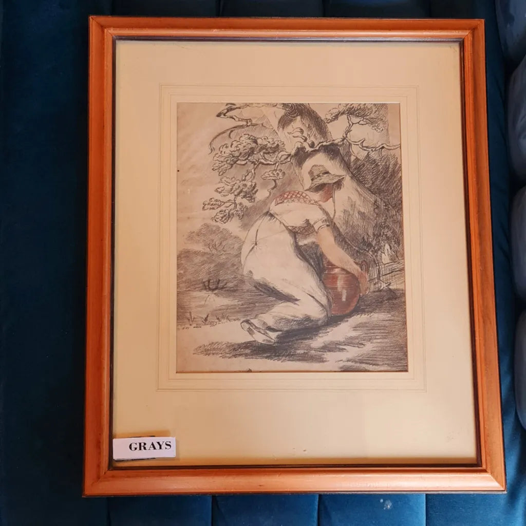 Drawing Sketch Farm Picture Original George Morland England Original