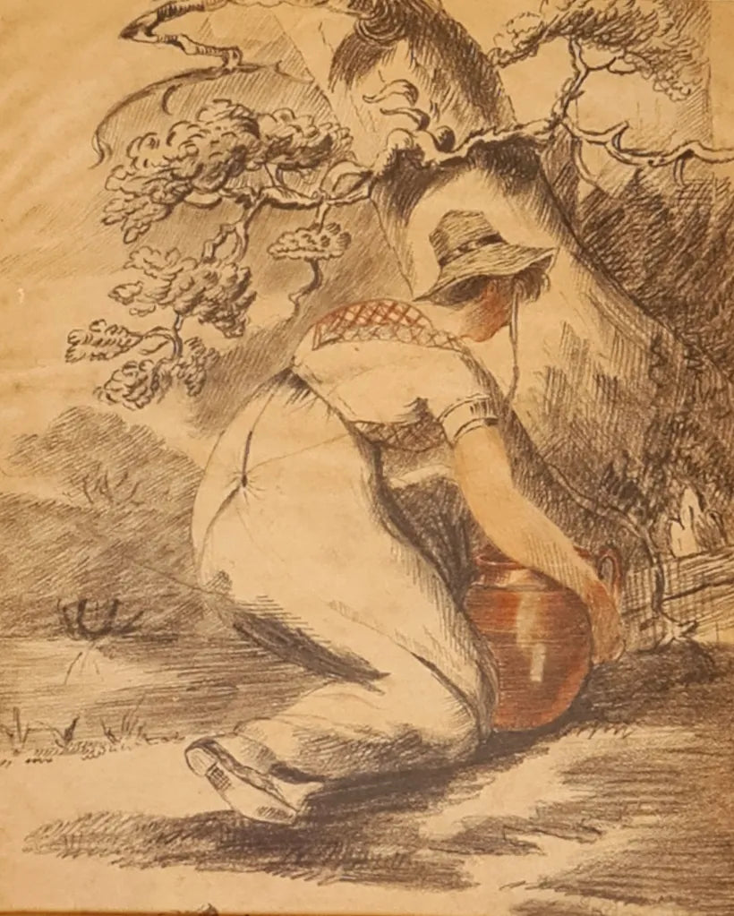 Drawing Sketch Farm Picture Original George Morland England Original
