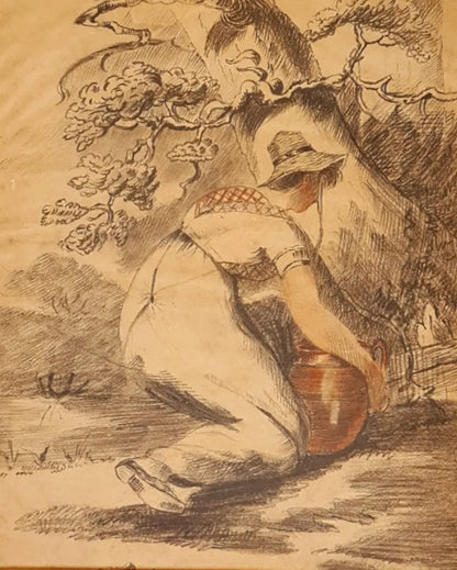 Drawing Sketch Farm Picture Original George Morland England Original
