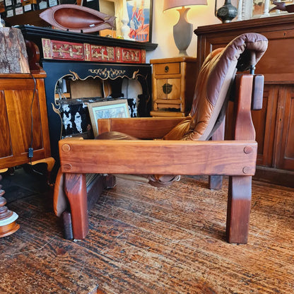 Couch and Chairs Leather 70’s Vintage Post and Rail Reduced