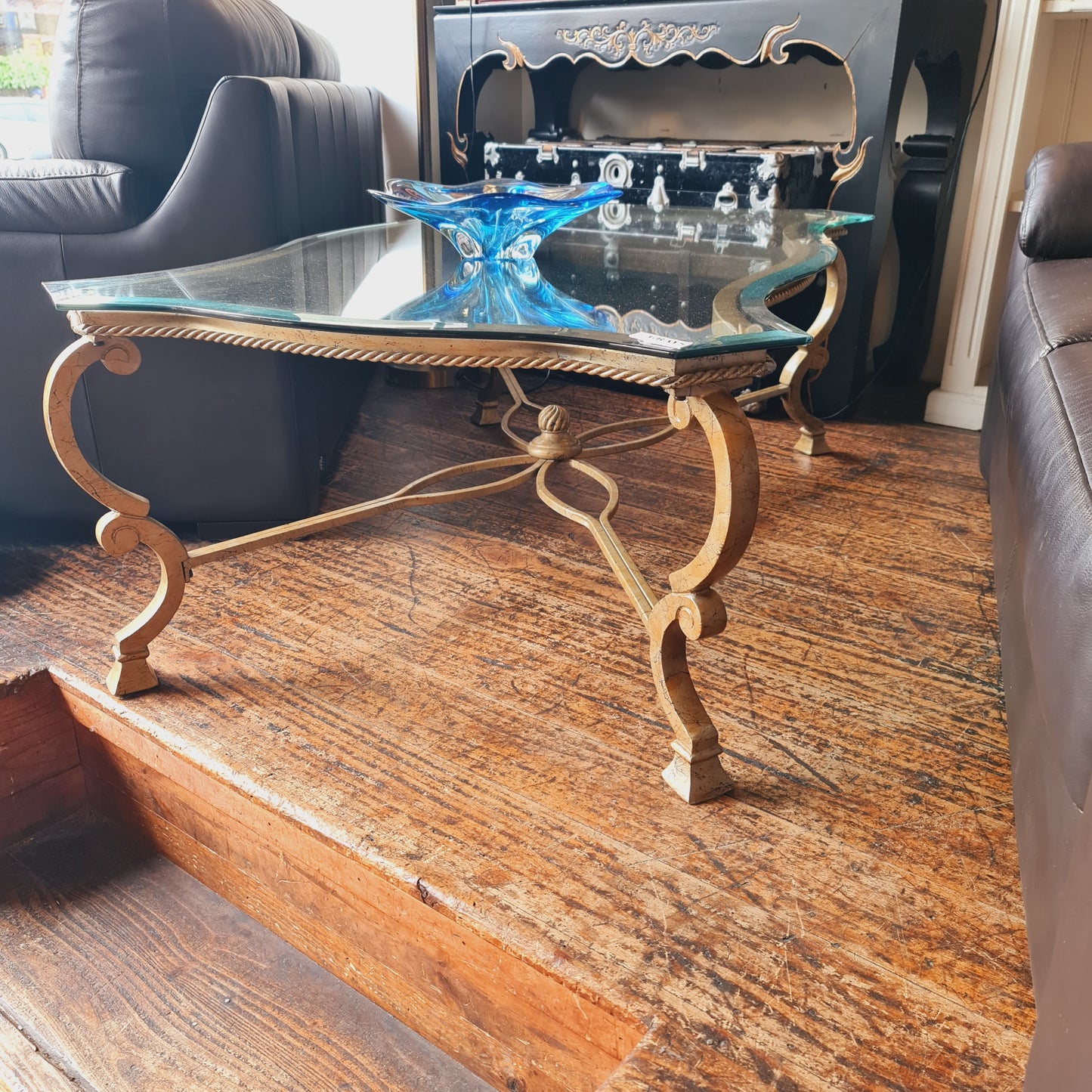 Coffee Table Rectangle Glass Gilt Baroque Antique Style