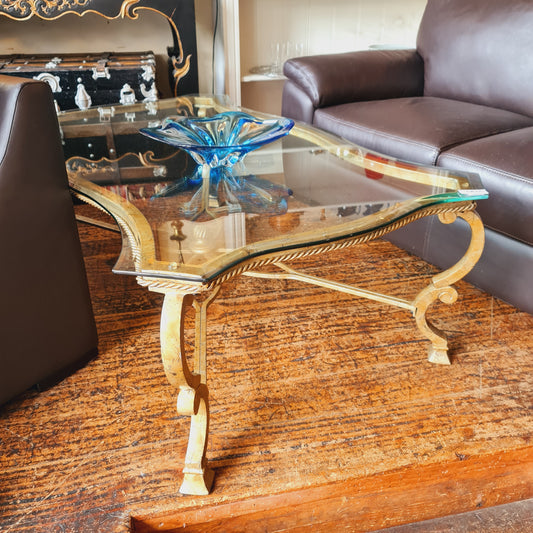 Coffee Table Rectangle Glass Gilt Baroque Antique Style