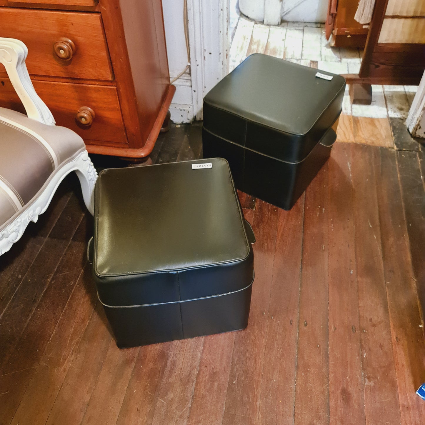 Vinyl Stool Footrest Pouffe Footstool 60's Vintage