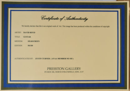 David Boyd Silkscreen Limited Edition Authorised Guitar