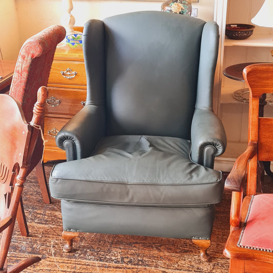 Armchair Leather Wingback Club Chair Library