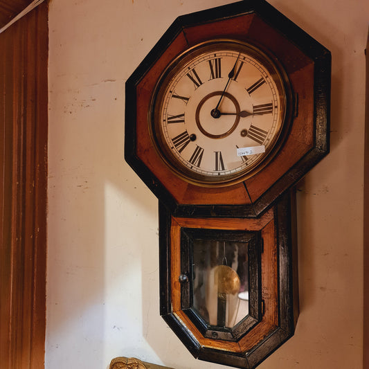 Clock Wall Wood Framed Antique