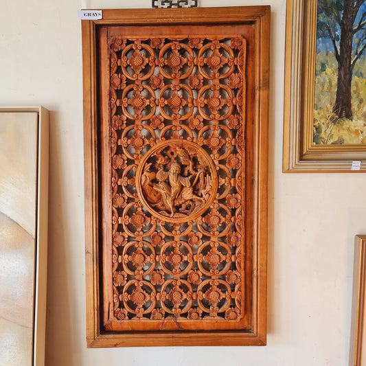 Carved Wood Panel Asian Antique Chinese