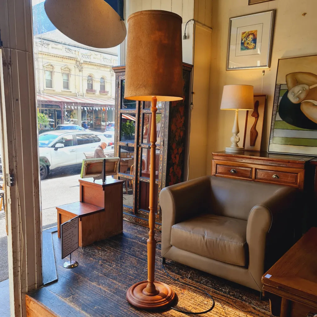 Vintage Standard Lamp — 1960s Style with Timber Finish