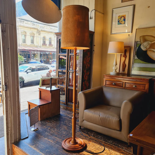 Vintage Standard Lamp — 1960s Style with Timber Finish