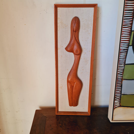 Teak Artwork Vintage Nude 1960