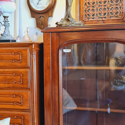 Antique Australian Cedar Bookcase with Two Glass Doors