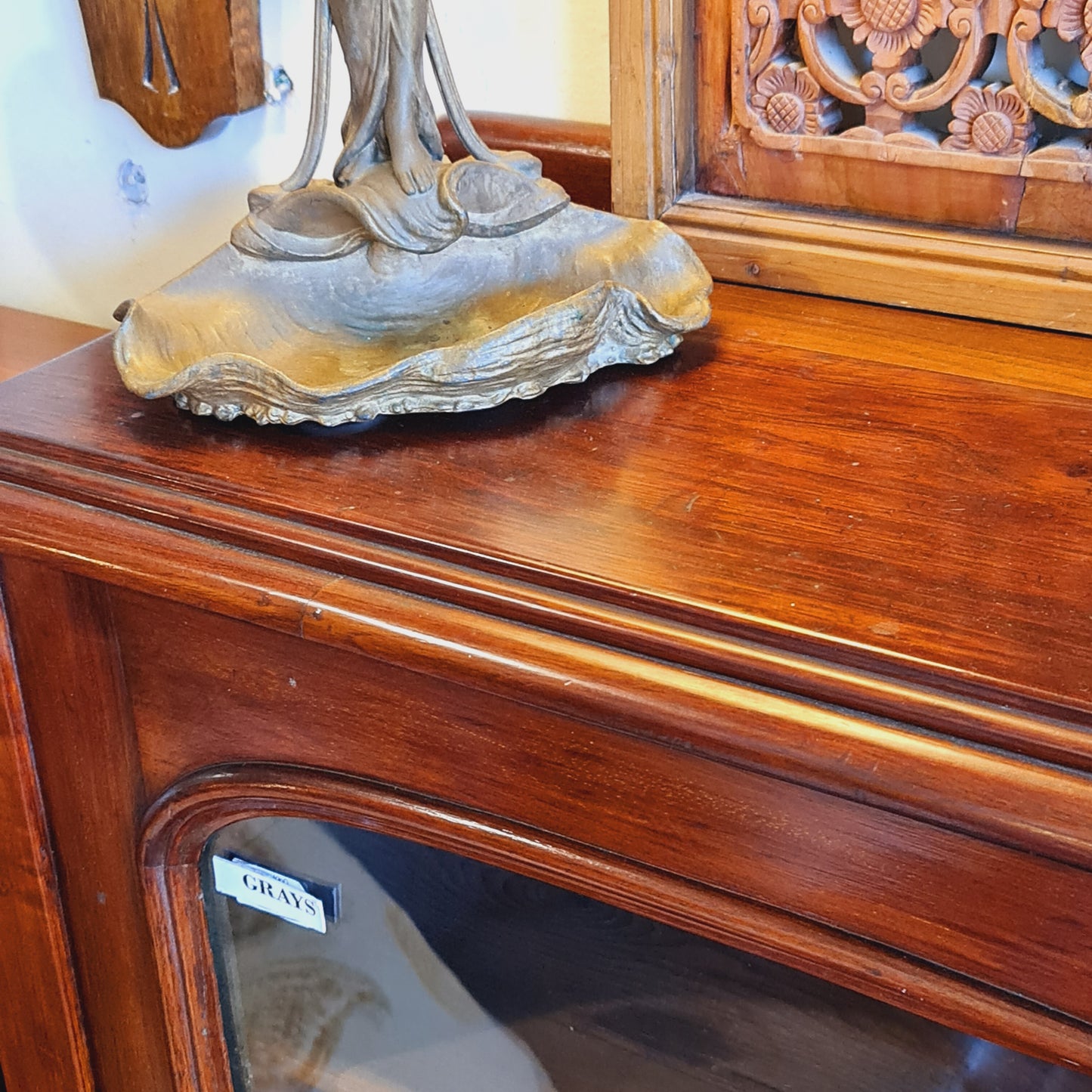 Antique Australian Cedar Bookcase with Two Glass Doors