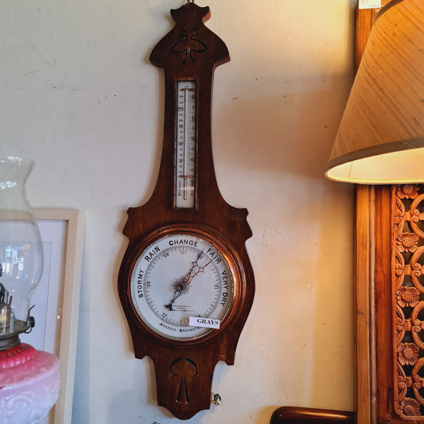 Antique Barometer with Thermometer by James Lucking England Victorian