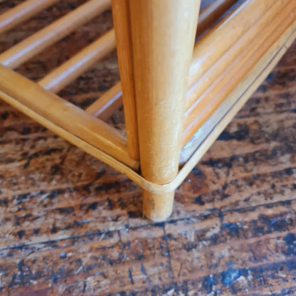 Rectangular Coffee Table with a Cane Frame and a Glass Top