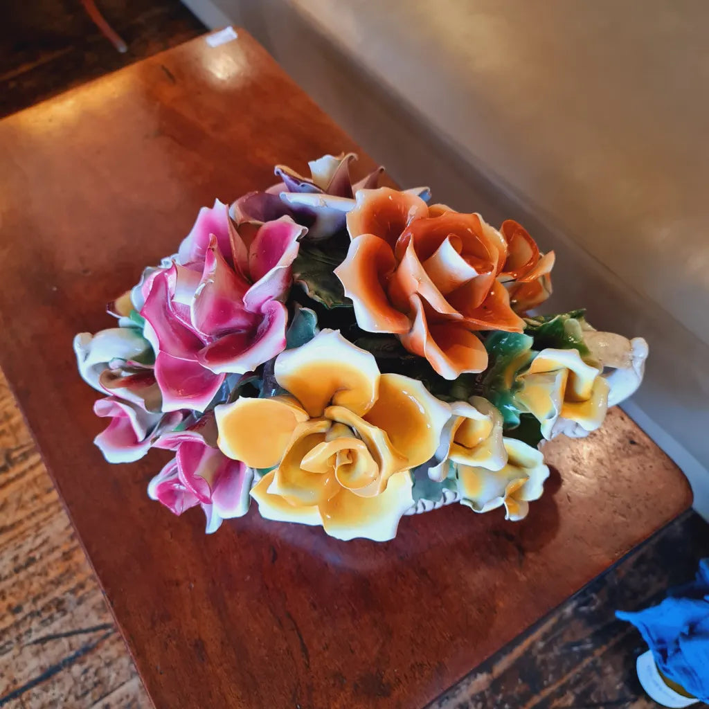 Genuine Italian Capodimonte Ceramic Flower Arrangement