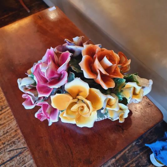 Genuine Italian Capodimonte Ceramic Flower Arrangement
