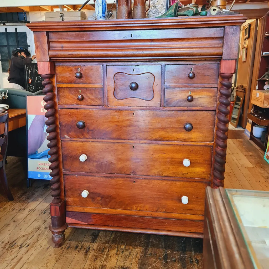 Antique Chest of Drawers with Barley Sugar Upright Columns