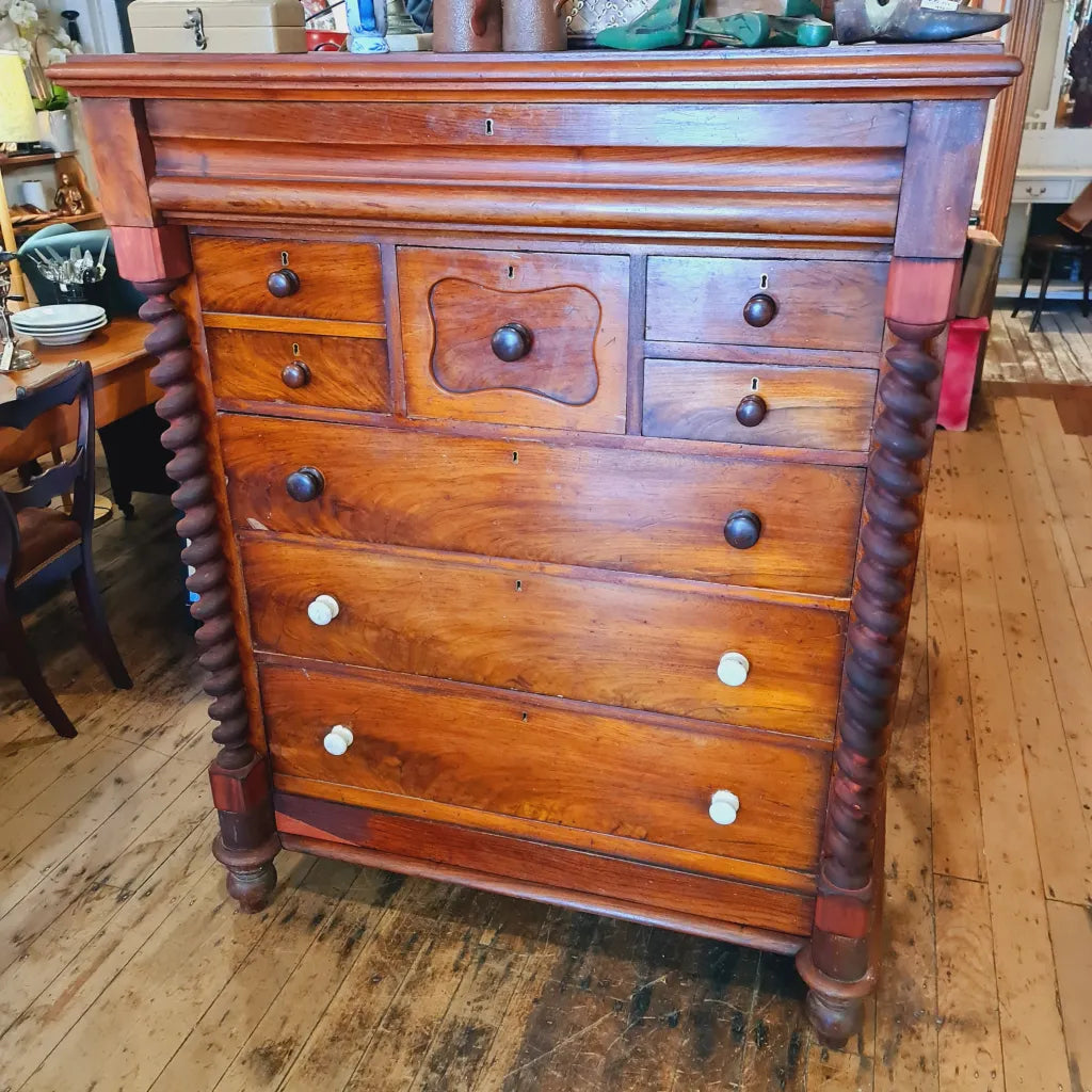 Antique Chest of Drawers with Barley Sugar Upright Columns