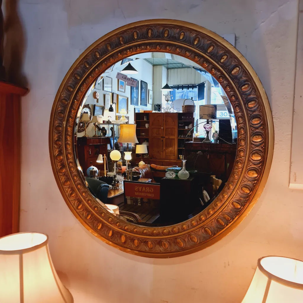 Round Flat Gilt Framed Mirror